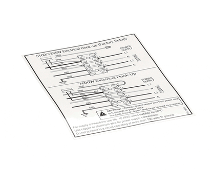 Wilbur Curtis 3375000703 Label, Dual Voltage Power Hook (WCWC-38167)