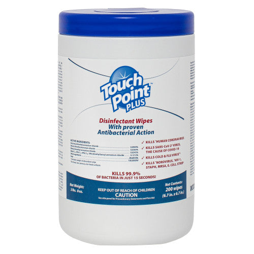 Touch Point® Plus Disinfectant Wipes, 6.7”x6.7”, 200/canister, 6 canisters/Case (HOSWD200)