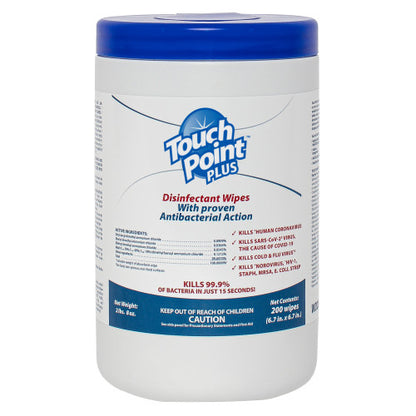 Touch Point® Plus Disinfectant Wipes, 6.7”x6.7”, 200/canister, 6 canisters/Case (HOSWD200)
