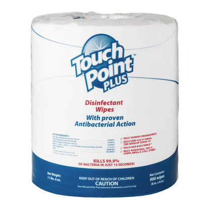 Touch Point® Plus Disinfectant Wipes, 8"x6", 900/Roll, 2 Roll/Case (HOSWD900)
