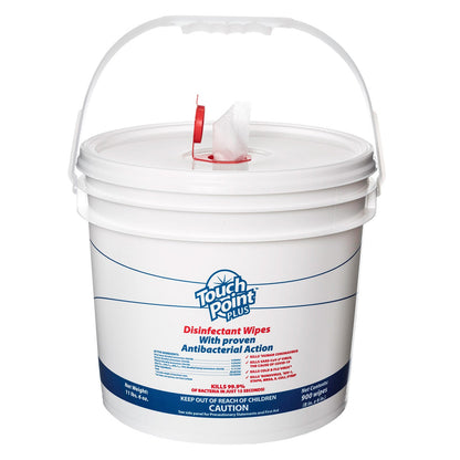 Touch Point® Touch Point® Plus Disinfectant Wipes w/ Dispenser Bucket, 8"x6", 900/Roll, 1 Roll/bucket (HOSWD900B)