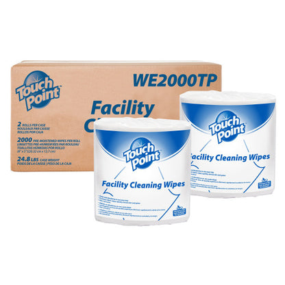 Touch Point® Facility Cleaning Wipes, 8"x5", 2000/Roll, 2 Rolls/Case (HOSWE2000TP)