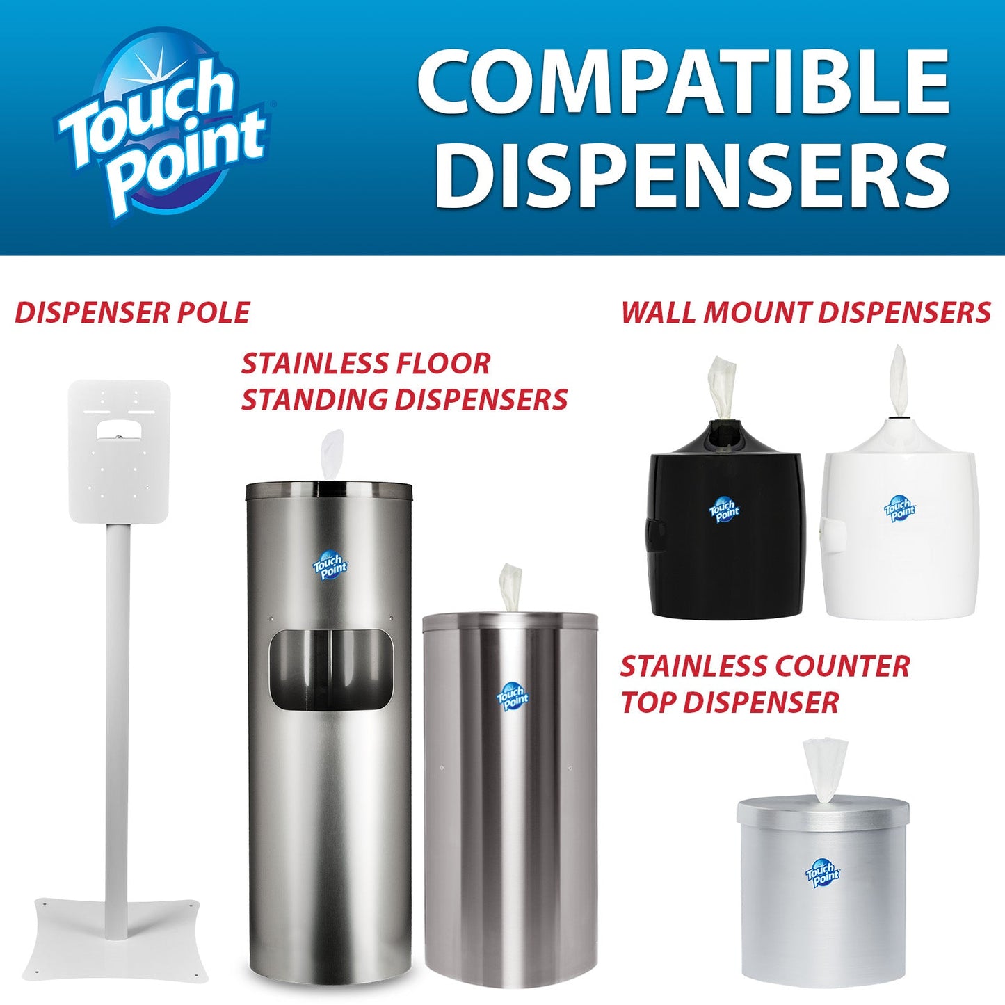 Touch Point® Hand Sanitizing Wipes Large Roll, 1500 Wipes (8"x6") (PNPWS1500FF)