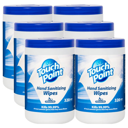 Touch Point® Touch Point® Hand Sanitizing Wipes, 6.7"x6.75", 320/canister, 6 Canisters/Case (HOSWS320HS)