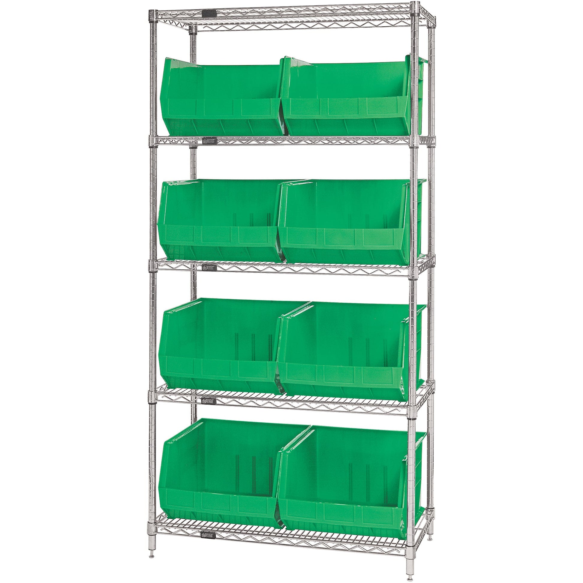 36-x-18-x-74-5-shelf-wire-shelving-unit-with-8-green-bins-wsbq270g_1