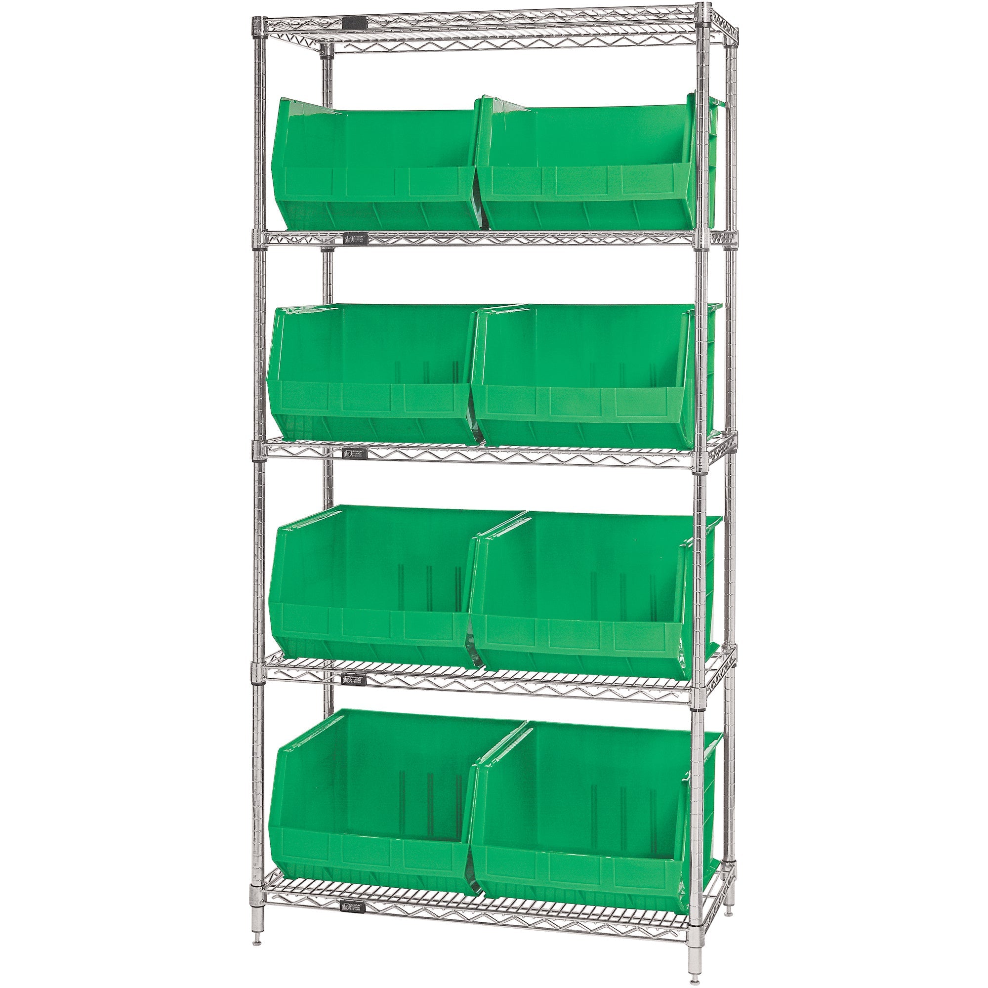36-x-18-x-74-5-shelf-wire-shelving-unit-with-8-green-bins-wsbq270g_1