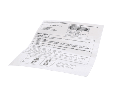 Wunder-Bar Rt-120 Label - Ratio And Flow Rate (WUBRRT-120)