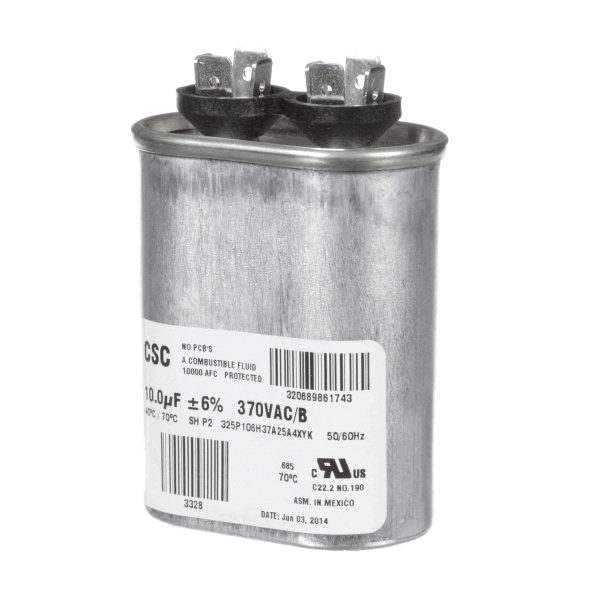 York S1-02420046700 Single Run Capacitor, 10Mfd,370V,Flat (YORKS1-02420046700)