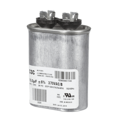 York S1-02420046700 Single Run Capacitor, 10Mfd,370V,Flat (YORKS1-02420046700)