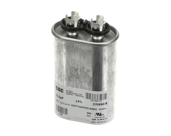 York S1-02425900000 Single Run Capacitor, 15Mfd,370V,Oval (YORKS1-02425900000)