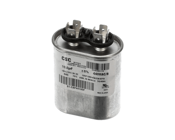 York S1-Cap44100F Capacitor,Run Single,10Mfd,440V,Flat (YORKS1-CAP44100F)