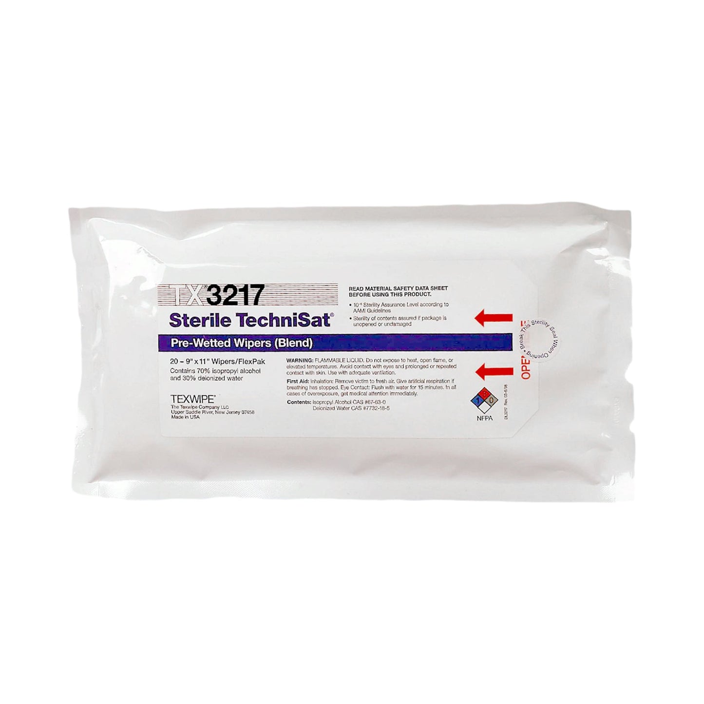 TechniSat® Premoistened Cleanroom Manual Pull Wipe 20 Count Soft Pack Alcohol Scent Sterile (1139967_PK)