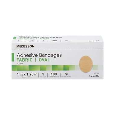 McKesson Adhesive Strip 1 X 1-1/4 Inch Fabric Oval Tan Sterile (1103072_CS)