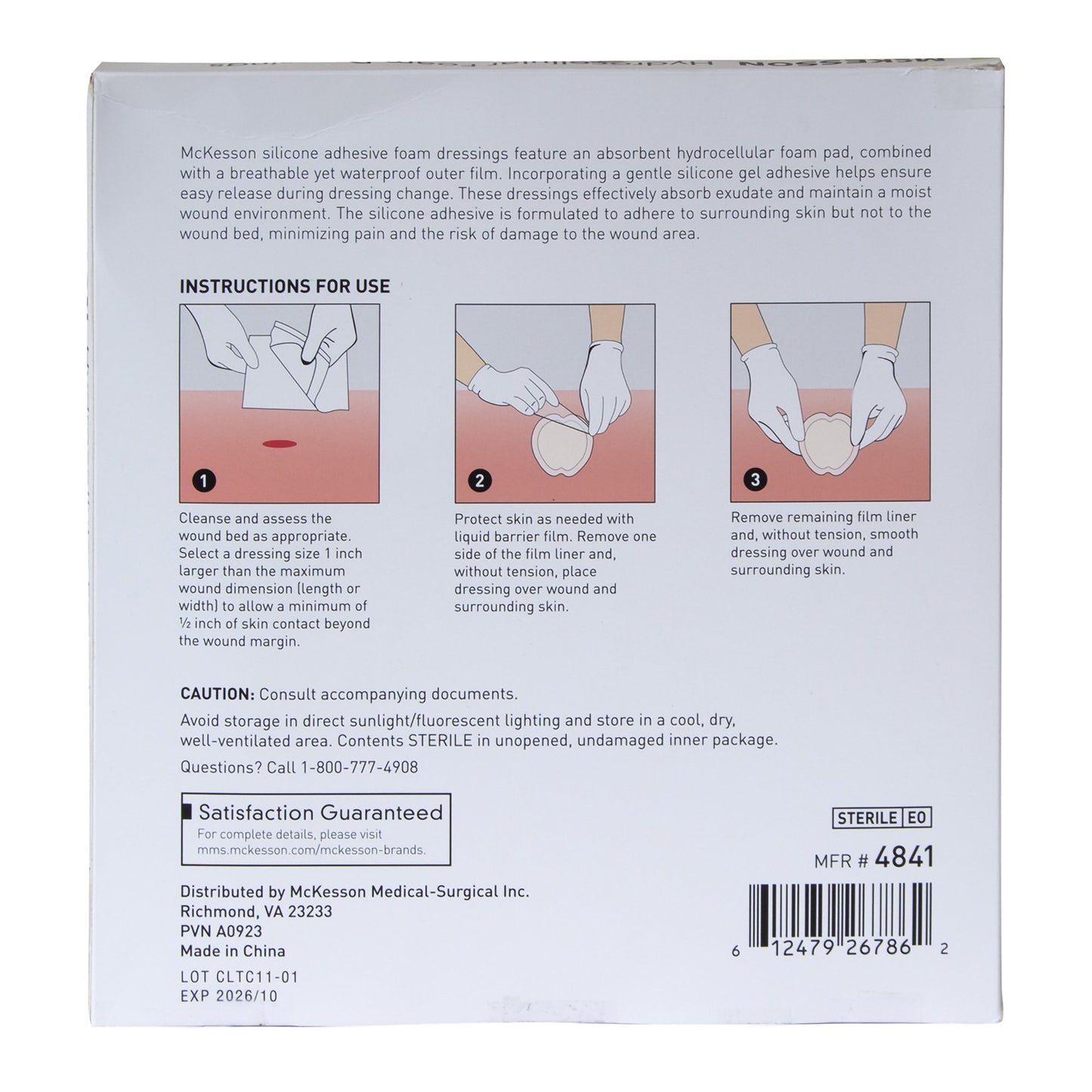 McKesson Foam Dressing 9 X 9 Inch With Border Waterproof Film Backing Silicone Gel Adhesive Sacral Sterile (1238306_BX)