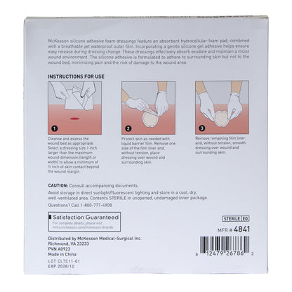 McKesson Foam Dressing 9 X 9 Inch With Border Waterproof Film Backing Silicone Gel Adhesive Sacral Sterile (1238306_BX)