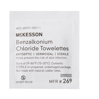 McKesson Antiseptic Skin Towelette Individual Packet Unscented 100 Count (865276_BX)