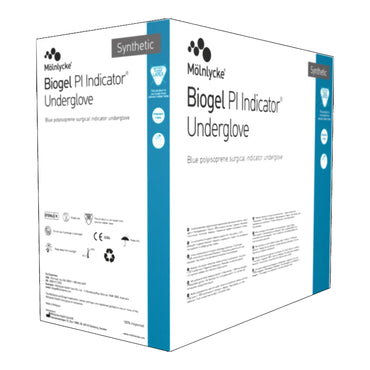 Biogel® PI Indicator® Underglove Surgical Underglove Size 8.5 Sterile Polyisoprene Standard Cuff Length Smooth Blue Chemo Tested (689036_BX)