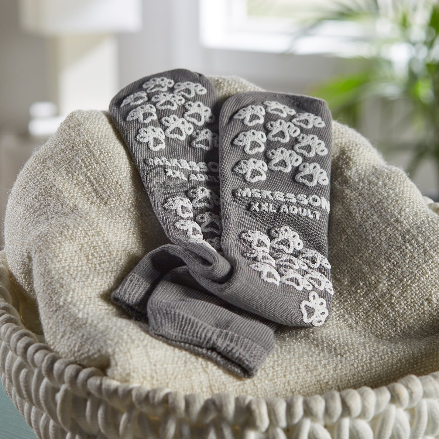 McKesson Terries™ Slipper Socks Unisex Adult 2X-Large Single Tread Single Patient Use Gray (504733_CS)