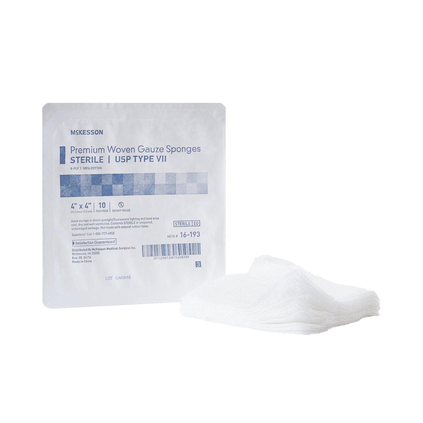 McKesson Gauze Sponge 4 X 4 Inch 8-Ply Sterile 10 per Tray (854383_CS)