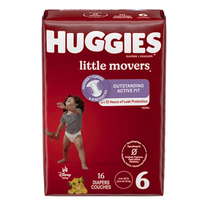Huggies® Little Movers Unisex Baby Diaper Size 6 Disposable Moderate Absorbency (1128670_CS)