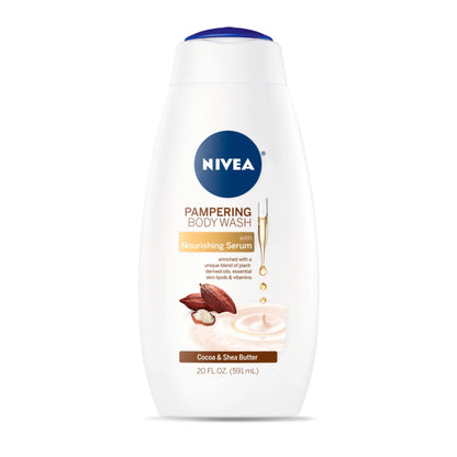 Nivea® Pampering Body Wash with Nourishing Serum Body Wash Cream 20 oz. Bottle Cocoa / Shea Butter Scent (1231873_EA)