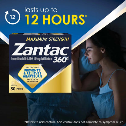 Zantac 360°® Maximum Strength Antacid 20 mg Strength Tablet 50 per Bottle (1230702_BT)