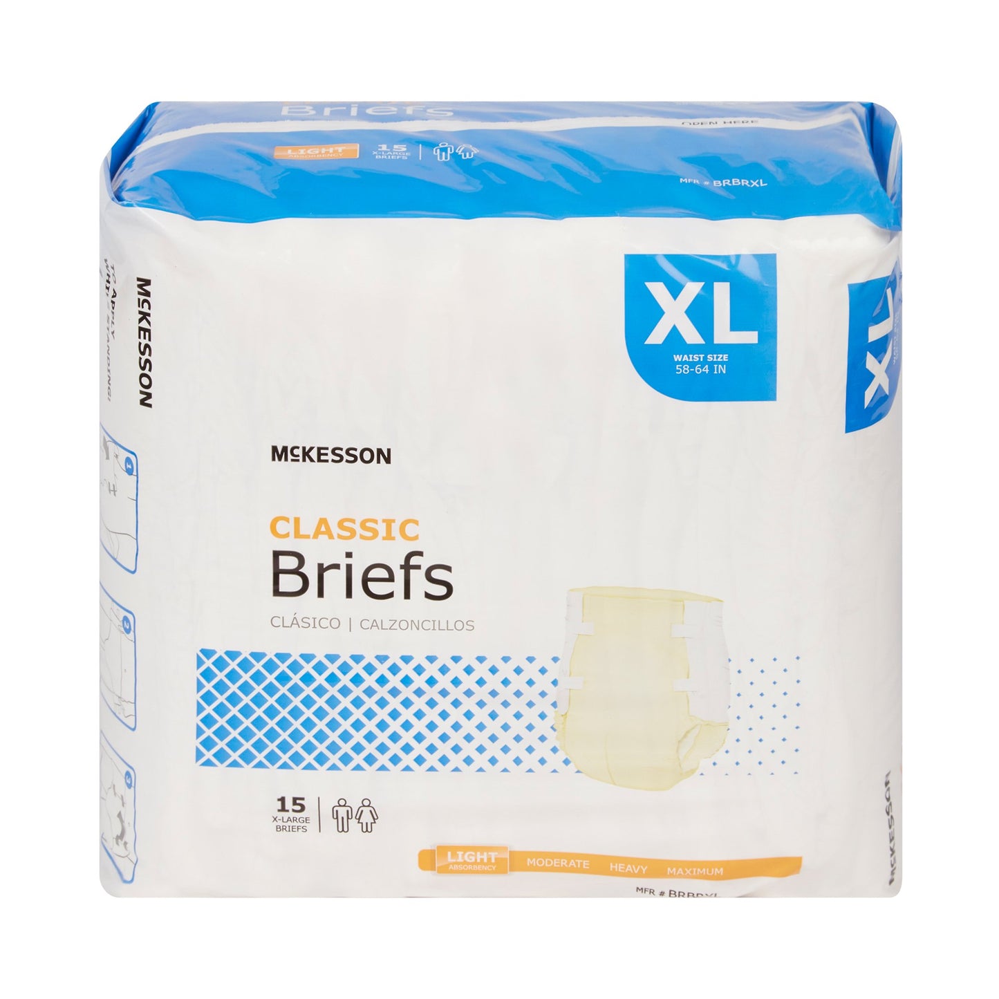 McKesson Classic Unisex Adult Incontinence Brief X-Large Disposable Light Absorbency (973141_CS)