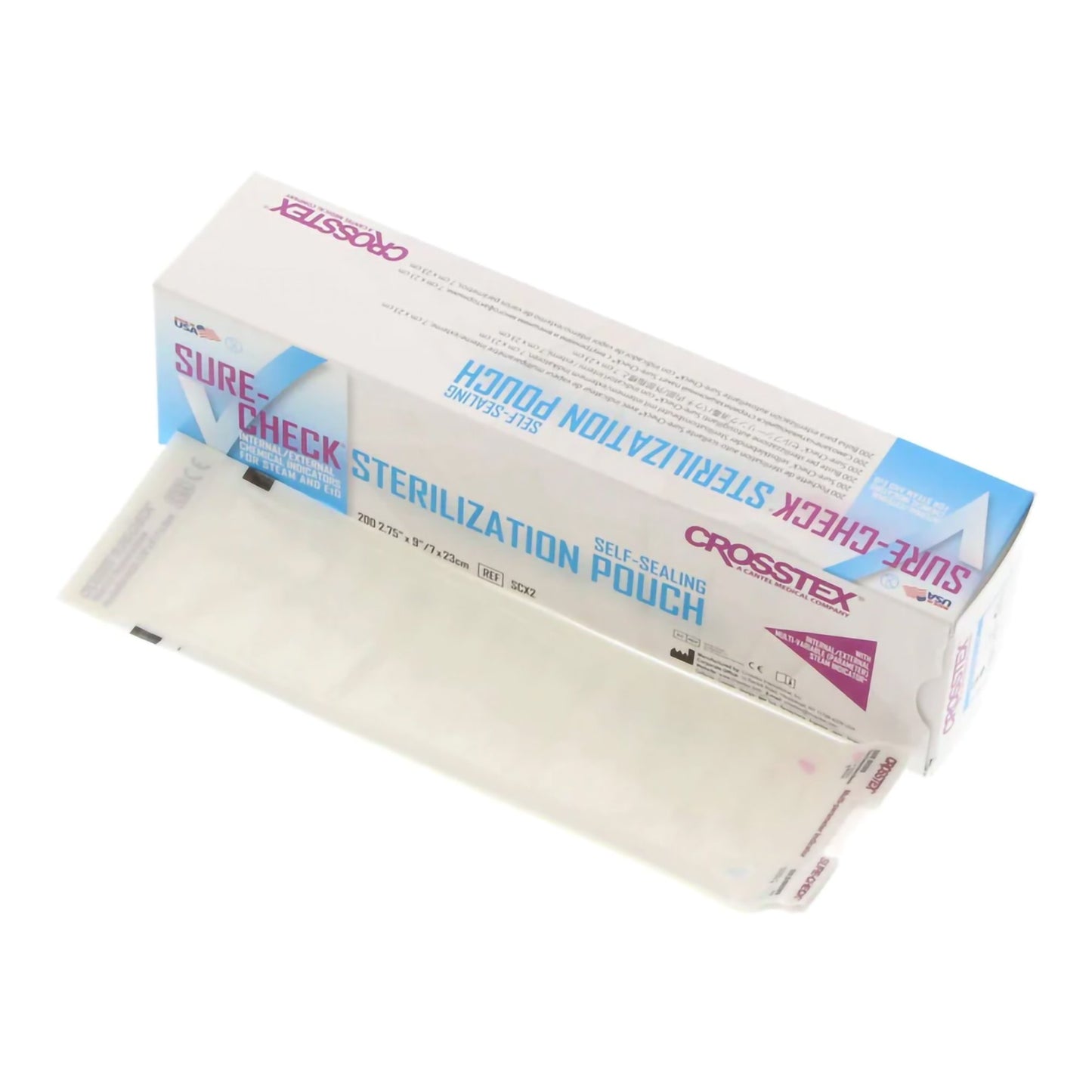 Sure-Check® Sterilization Pouch Ethylene Oxide (EO) Gas / Steam 2-3/4 X 9 Inch Transparent Self Seal Film (783385_BX)