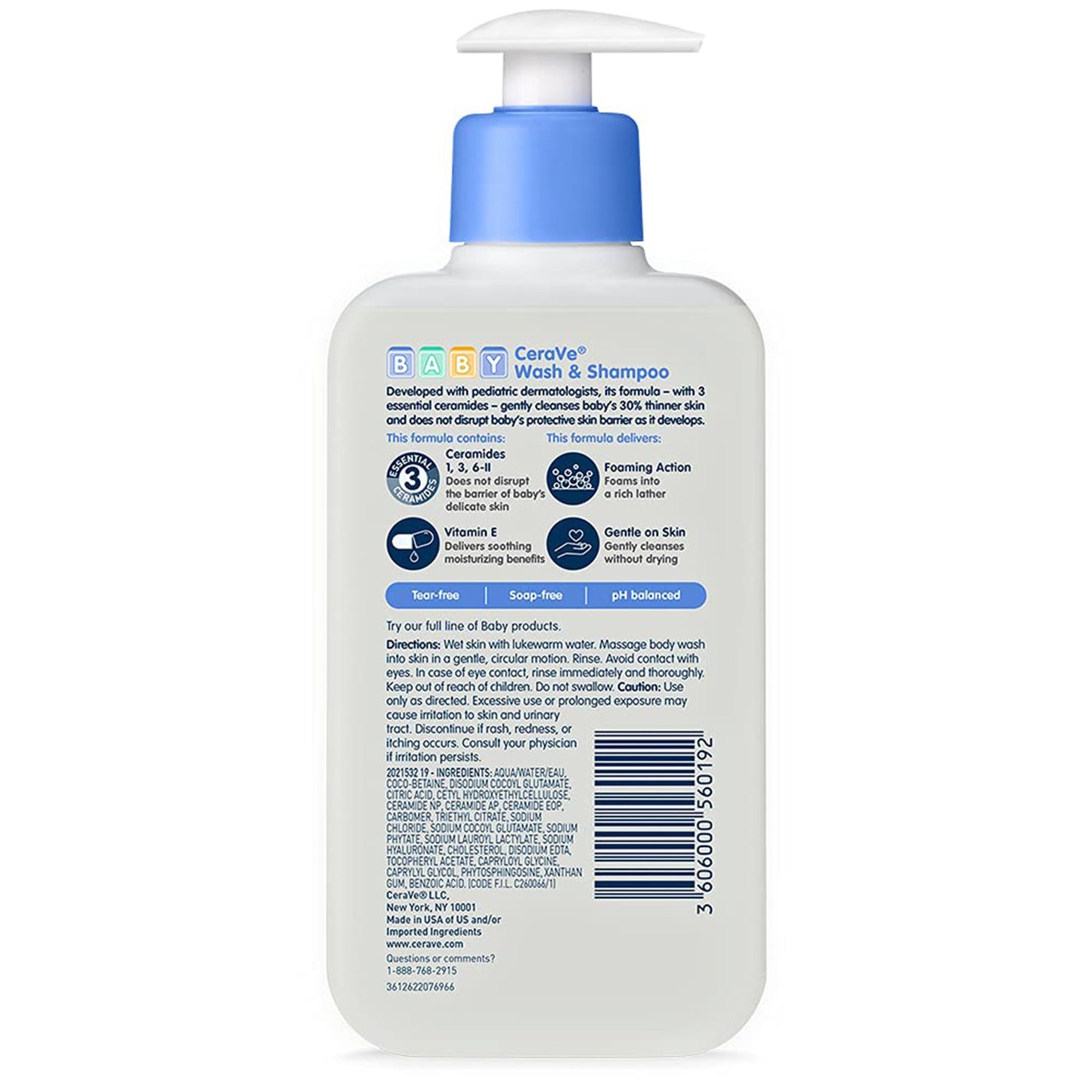 CeraVe® Baby Shampoo and Body Wash 8 oz. Pump Bottle Unscented (1230005_EA)