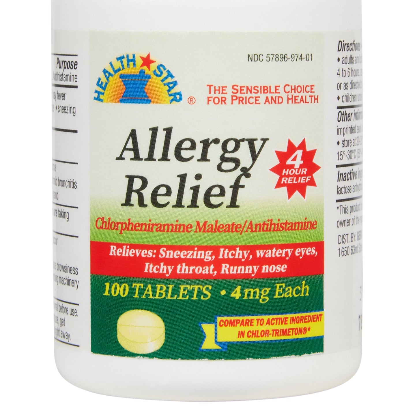 McKesson Brand Allergy Relief 4 mg Strength Tablet 100 per Bottle (880391_BT)