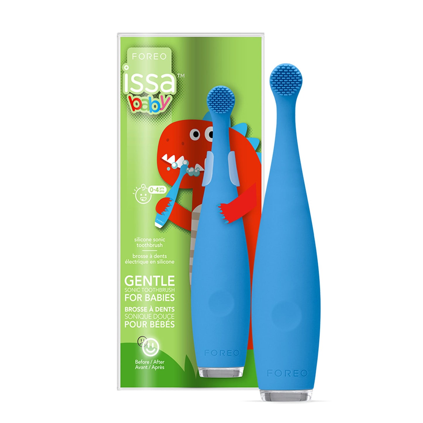 ISSA™ baby Sonic Toothbrush Bubble Blue Dino Ages Birth to 4 Years Silicone (1252887_EA)
