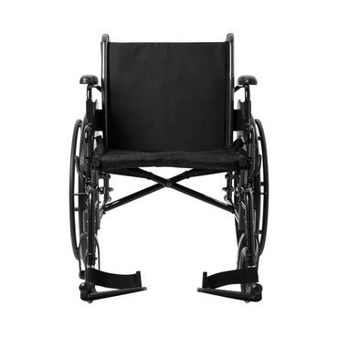 McKesson Lightweight Wheelchair Dual Axle Desk Length Arm Swing-Away Footrest Black Upholstery 20 Inch Seat Width Adult 300 lbs. Weight Capacity (1065286_EA)