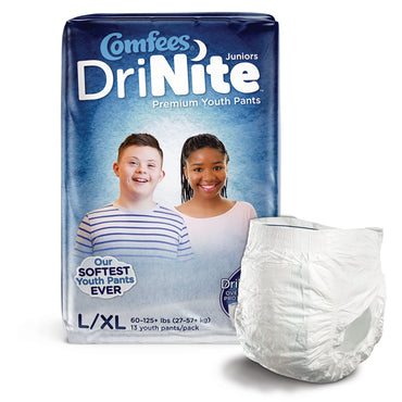 Comfees® DriNite® Juniors Unisex Youth Absorbent Underwear Pull On with Tear Away Seams Large / X-Large Disposable Heavy Absorbency (1150966_CS)