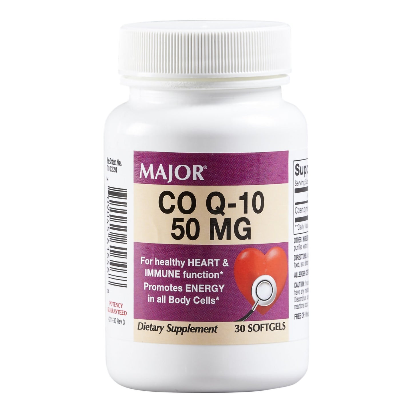 Major® Dietary Supplement Coenzyme Q-10 50 mg Strength Softgel 30 per Bottle Unflavored (1091547_BT)
