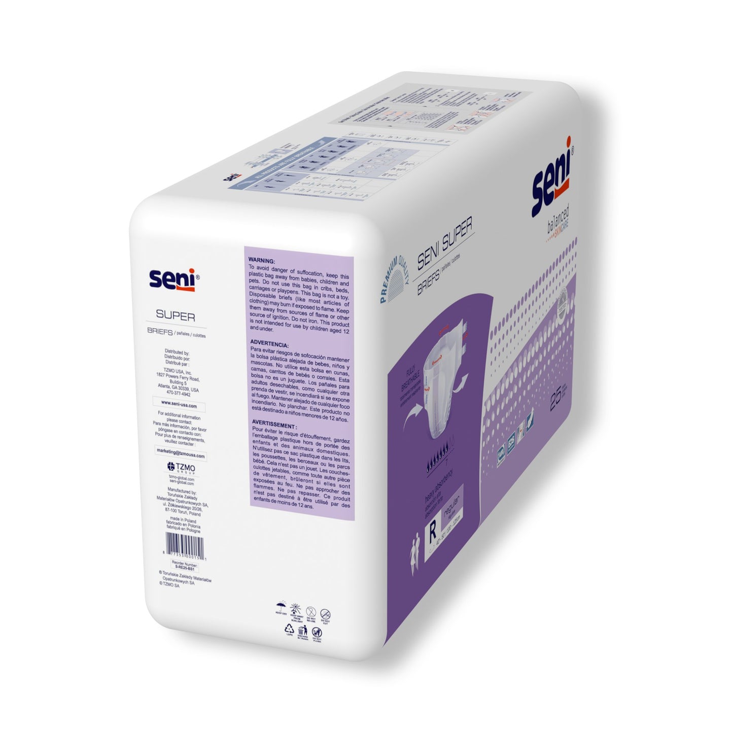Seni® Super Unisex Adult Incontinence Brief Regular Disposable Heavy Absorbency (1163851_CS)