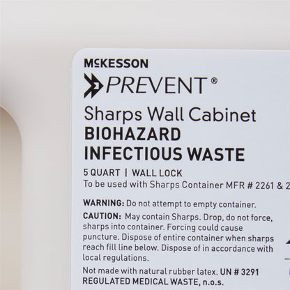 McKesson Prevent® Sharps Container Cabinet / Wall Enclosure High Impact Polystyrene Wall Mount Locking (855128_CS)