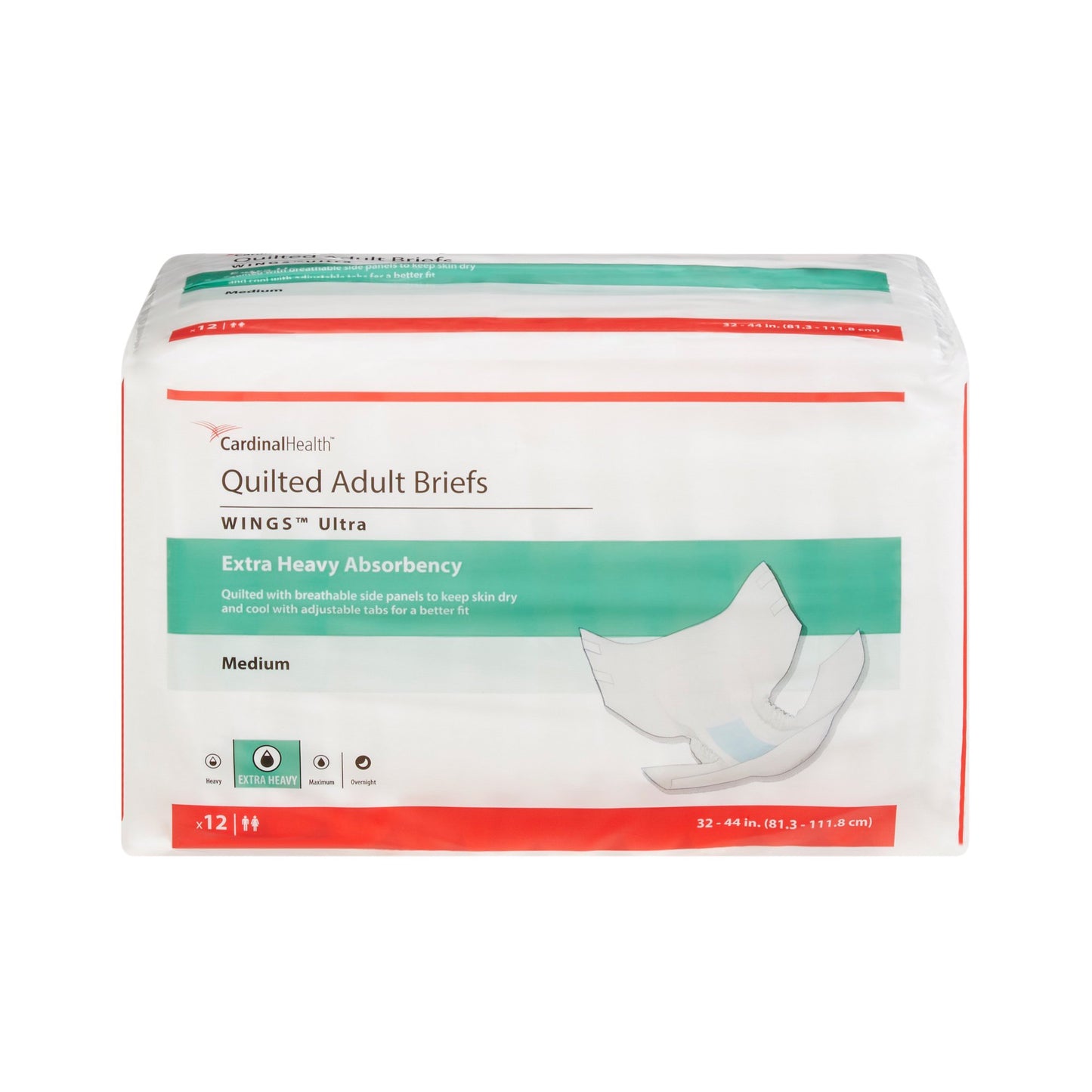 Wings™ Ultra Unisex Adult Incontinence Brief Medium Disposable Heavy Absorbency (960580_BG)