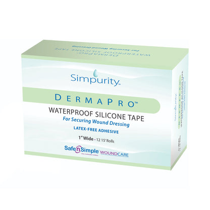 DermaPro™ Waterproof Medical Tape White 1 Inch X 5 Yard Silicone NonSterile (1059078_BX)