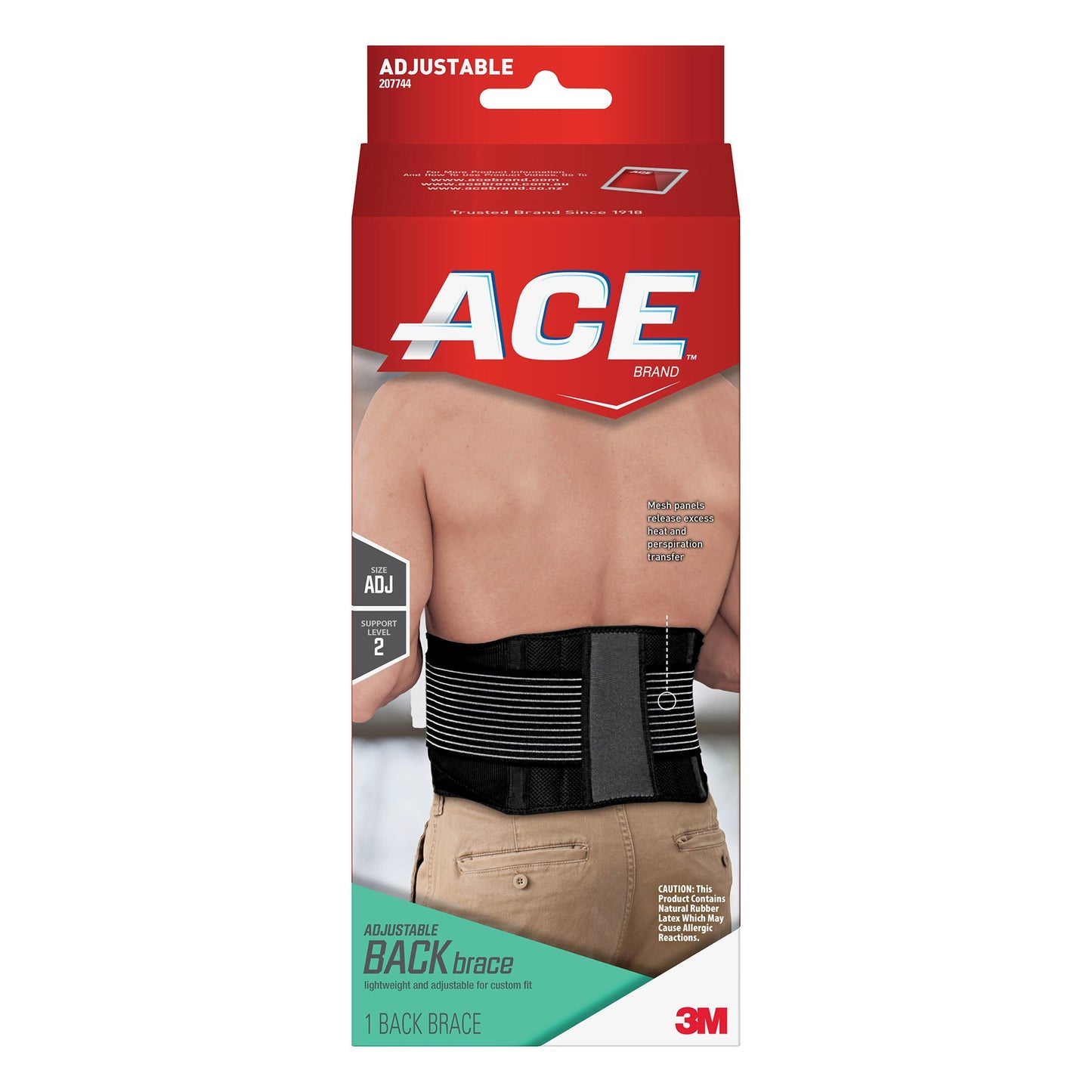 Ace™ Back Support One Size Fits Most Hook and Loop Closure Up to 48 Inch Waist Circumference Adult (1084238_EA)