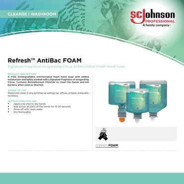 Refresh™ AntiBac Foam Antibacterial Soap Foaming 1,000 mL Dispenser Refill Bottle Citrus Scent (881221_EA)