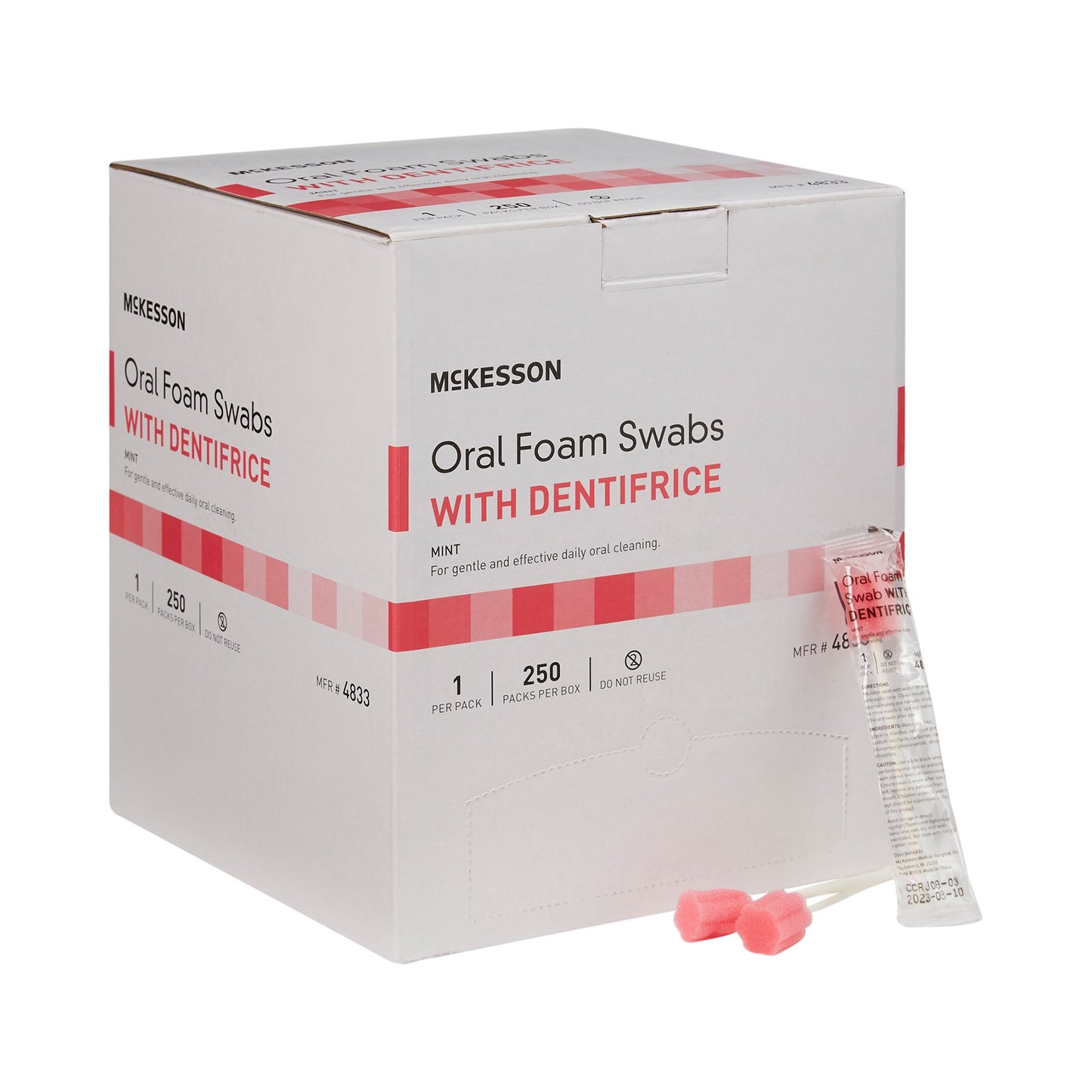 McKesson Oral Swab Dentifrice Foam Tip 1 per Pack (864692_CS)