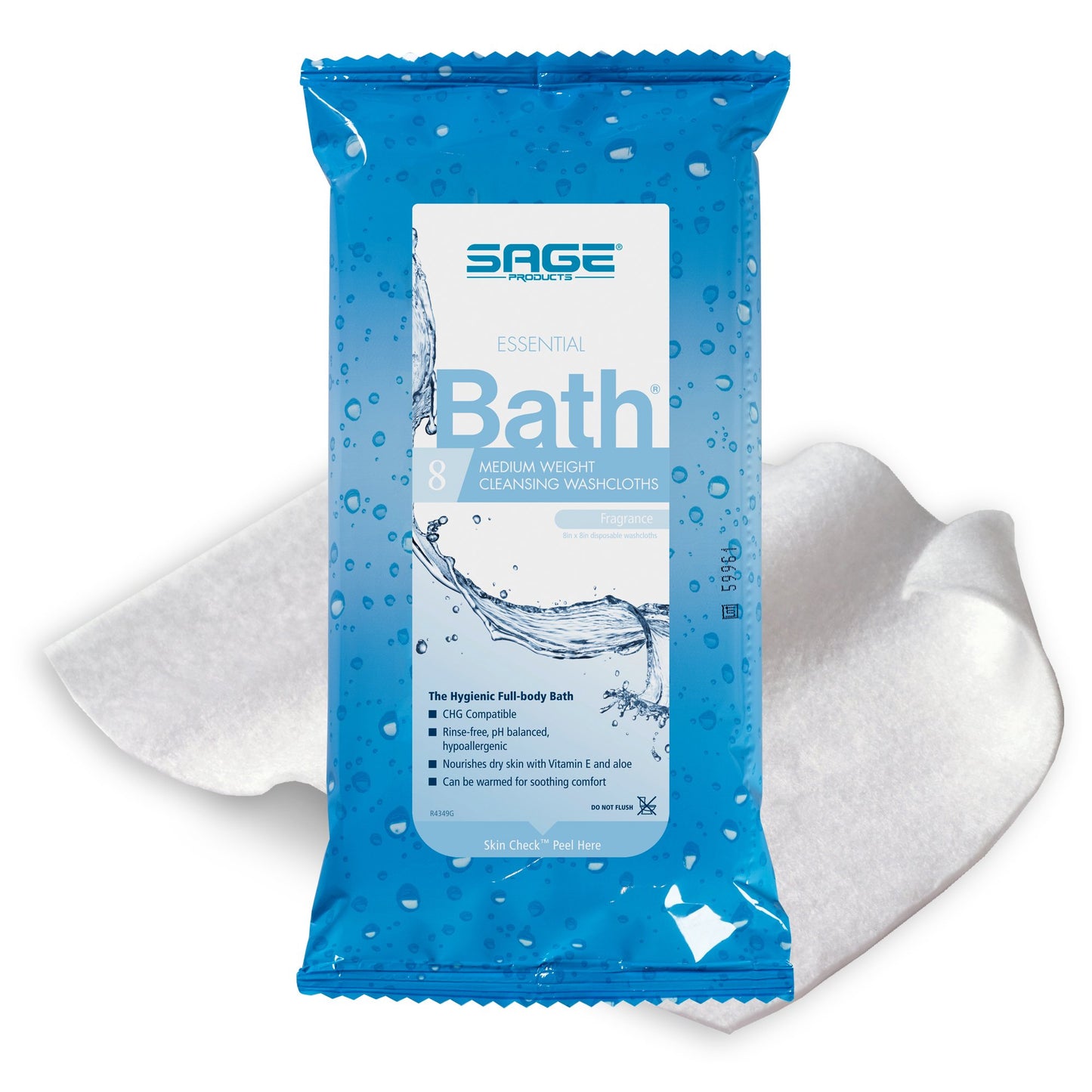 Essential Bath® Medium Weight Rinse-Free Bath Wipe Soft Pack Scented 8 Count (746638_CS)
