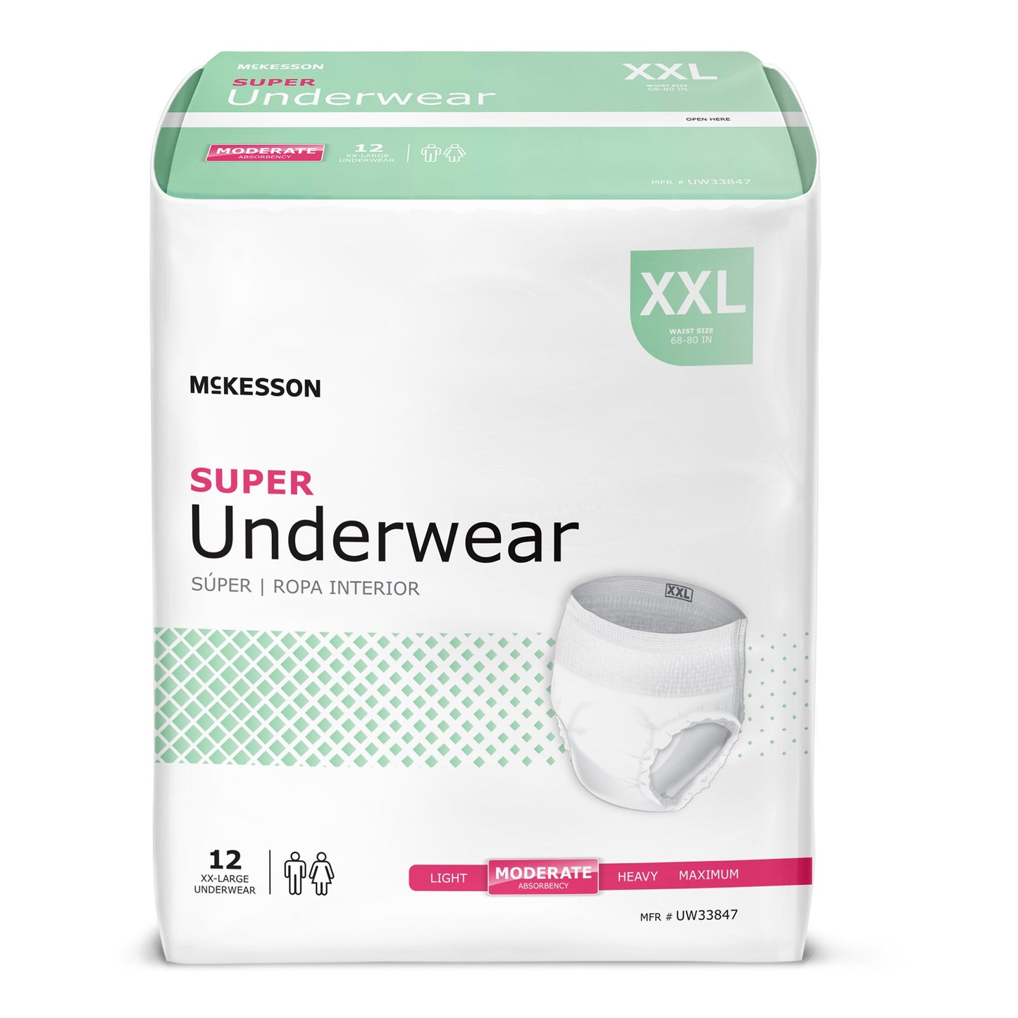 McKesson Unisex Adult Absorbent Underwear Pull On with Tear Away Seams 2X-Large Disposable Moderate Absorbency (1222511_BG)