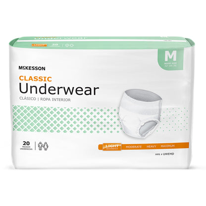 McKesson Classic Unisex Adult Absorbent Underwear Pull On with Tear Away Seams Medium Disposable Light Absorbency (884177_CS)