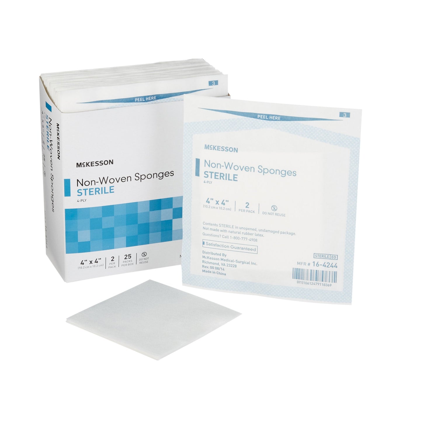 McKesson Nonwoven Sponge 4 X 4 Inch 4-Ply Sterile 2 per Pack (446033_PK)