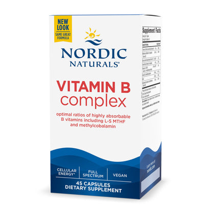 Nordic Naturals® Vitamin B Complex Dietary Supplement Vitamin B1 37 mg Strength Capsule 45 per Bottle (1264954_BT)
