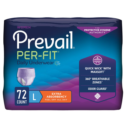 Prevail® Per-Fit® Female Adult Absorbent Underwear Pull On with Tear Away Seams Large Disposable Moderate Absorbency (1083189_CS)