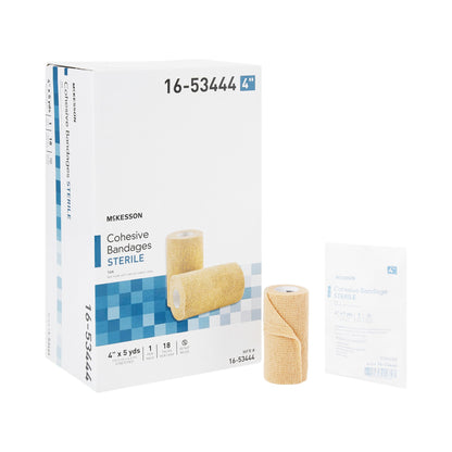 McKesson Cohesive Bandage 4 Inch X 5 Yard Self-Adherent Closure Tan Sterile Standard Compression (520553_EA)