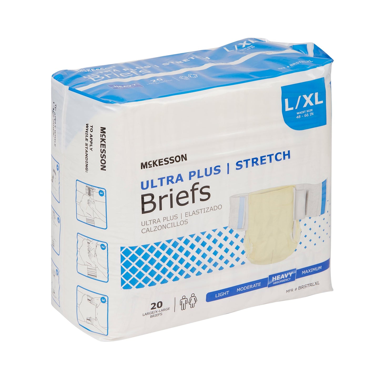 McKesson Ultra Plus Stretch Unisex Adult Incontinence Brief Large / X-Large Disposable Heavy Absorbency (884169_BG)