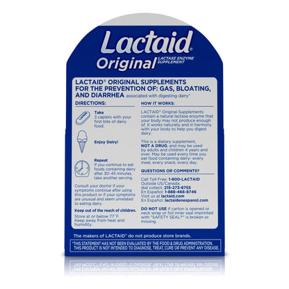 Lactaid® Original Dietary Supplement Lactase Enzyme 3,300 IU Strength Tablet 120 per Box Unflavored (696219_CS)